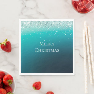 Serviette En Papier Confetti turquoise en argent