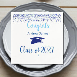 Serviette En Papier confettis bleus 2027  remise des diplômes  -  Féli