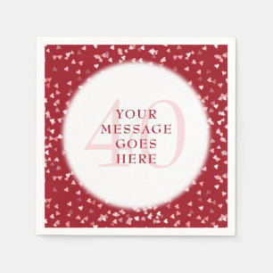 Serviette En Papier Confettis Cœurs d'Amour Rubis 40e Anniversaire