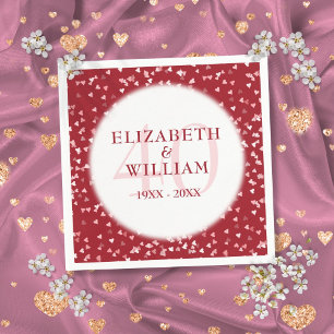 Serviette En Papier Confettis de coeurs d'amour rubis pour le 40e anni