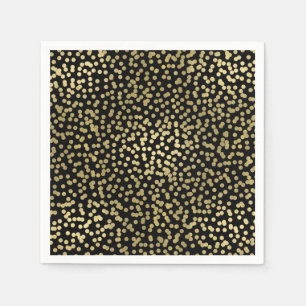 Serviette En Papier Confettis élégants points noirs et or Glamour