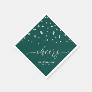 Serviette En Papier Confettis Hexagone Vert Argent Personnalisés Fête