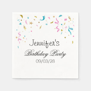 Serviette En Papier Confettis Pailletés Rose et Aqua