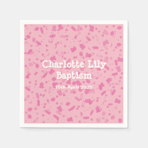 Serviette En Papier Confettis Rose Bébé Baptême