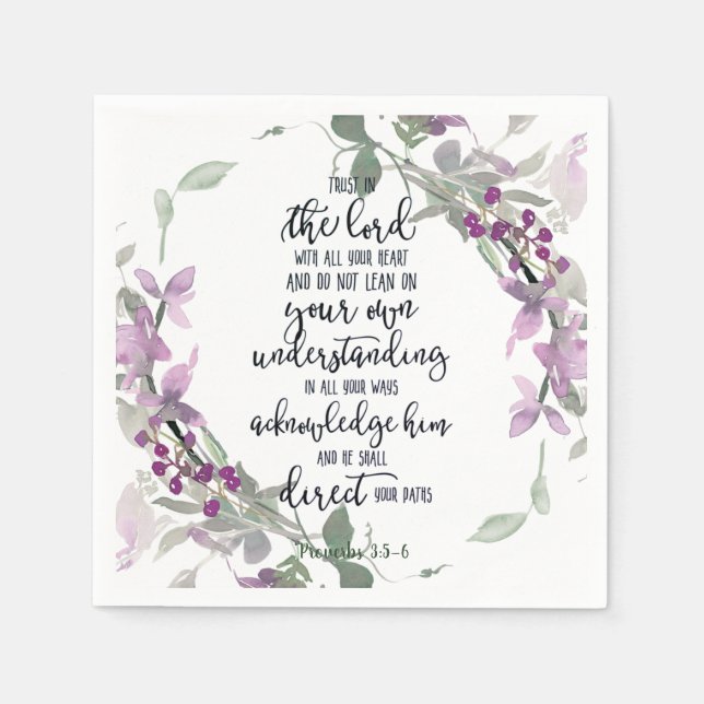 Serviette En Papier Confiance dans le Seigneur floral (Devant)