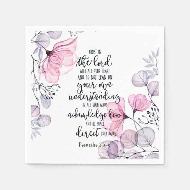 Serviette En Papier Confiance dans le Seigneur floral (Devant)