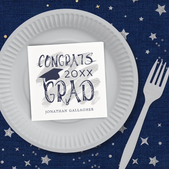 Serviette En Papier Congrats de graduation moderne Couleurs sur mesure (Créateur téléchargé)