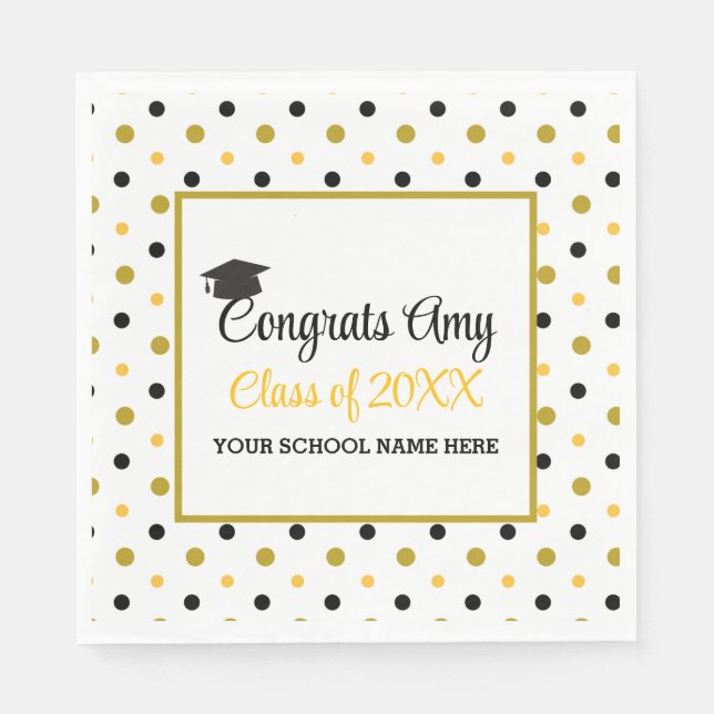 Serviette En Papier Congrats d'or moderne Classe de Graduation de 2025 (Devant)