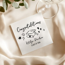 Serviette En Papier Congratulations Grad Doodle Beverage