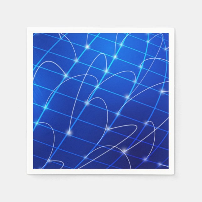 Serviette En Papier Connexions réseau bleu et blanc (Devant)