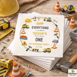 Serviette En Papier Construction 1ST Birthday | Builder Truck Party