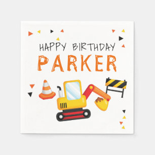 Serviette En Papier Construction Anniversaire excavatrice personnalisé