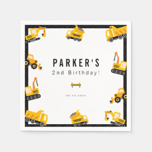 Serviette En Papier Construction Camions Thème Anniversaire