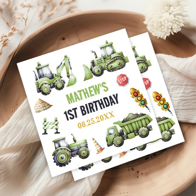 Serviette En Papier Construction Enfants 1er anniversaire fête (Créateur téléchargé)