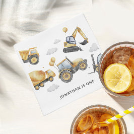 Serviette En Papier Construction Trucks Boy 1st Birthday Party