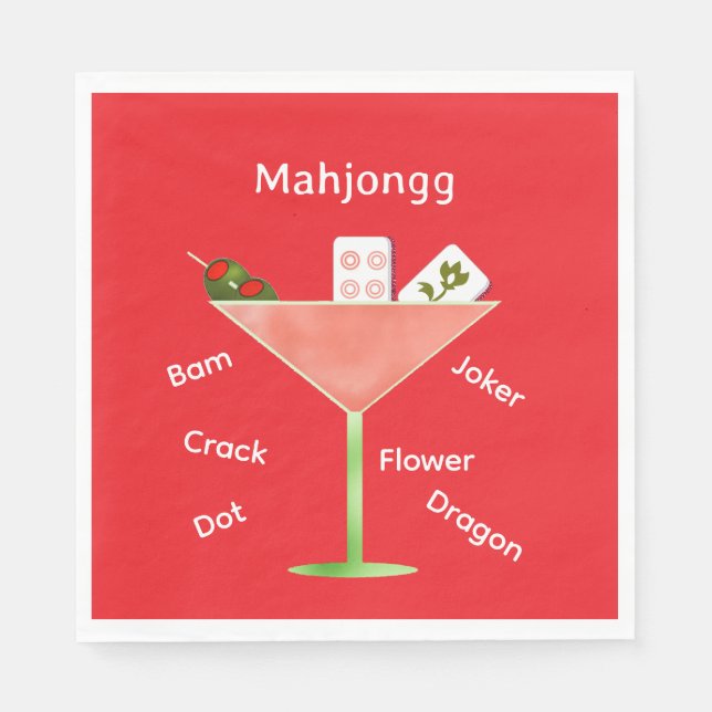 Serviette En Papier Contemporain Mahjong Martini Papier Napkin (Devant)