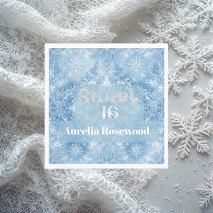 Serviette En Papier Contes de fées Hiver Glace Bleue Frost Chic 16 Dou