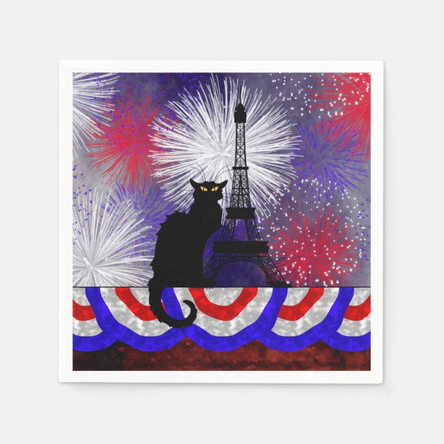 Serviette En Papier Conversation Noir Bastille (Devant)