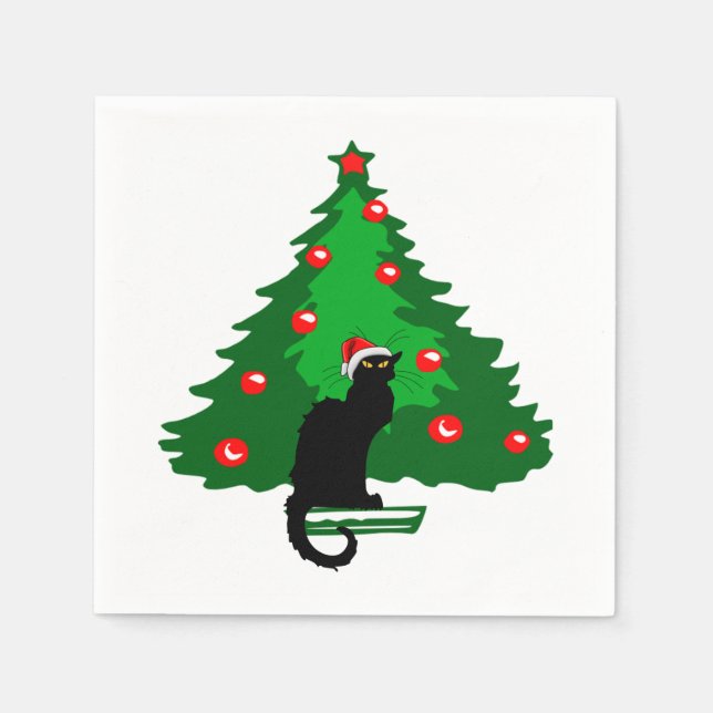 Serviette En Papier Conversation Noir Noël (Devant)
