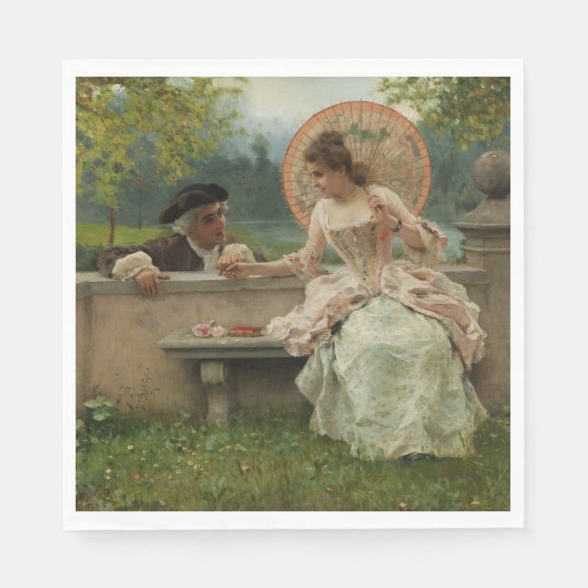 Serviette En Papier Conversation romantique dans le parc (Devant)