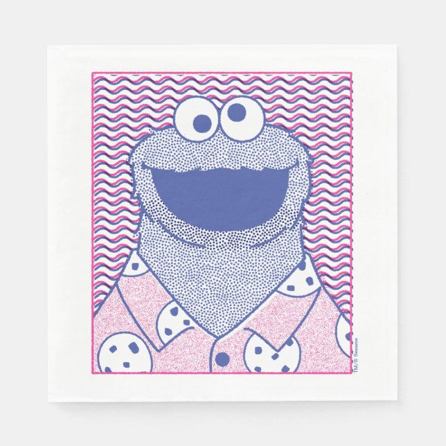 Serviette En Papier Cookie Monster | Cookie Bouton Bas (Devant)
