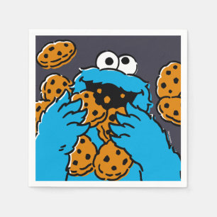 Serviette En Papier Cookie Monster mangeant tous les cookies