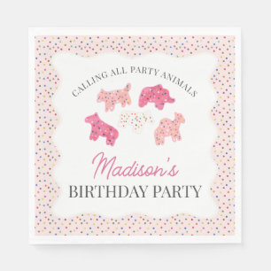 Serviette En Papier Cookies animaux givrés rose Anniversaire