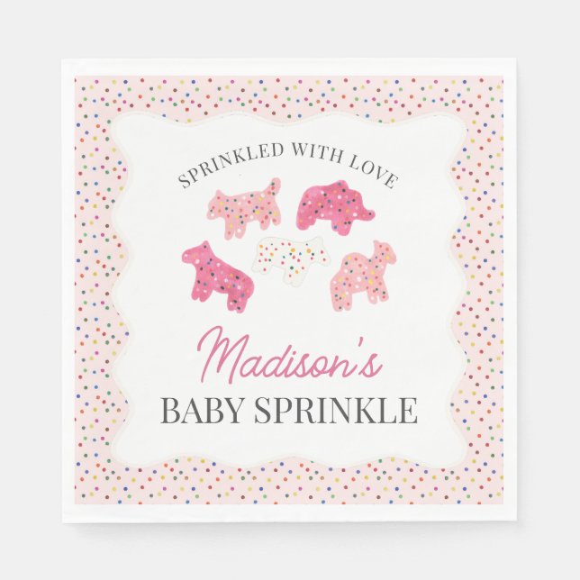 Serviette En Papier Cookies animaux givrés rose Bébé (Devant)