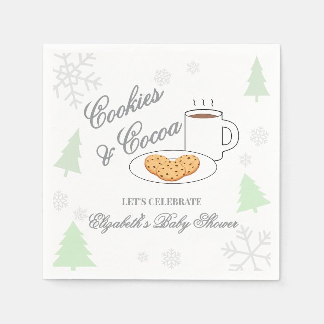Serviette En Papier Cookies & Cocoa Baby Shower (Devant)