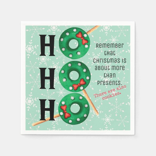 Serviette En Papier Cookies de Noël Funny Ho Ho Ho Napkins (Devant)