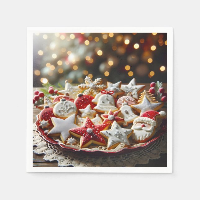 Serviette En Papier Cookies de sucre de Noël fantaisie (Devant)