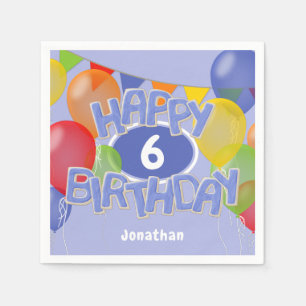 Serviette En Papier cookies découpés d'anniversaire bleus avec ballons