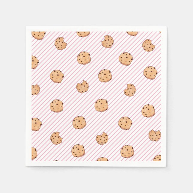 Serviette En Papier Cookies rayures roses Plaques papier fête d'annive (Devant)