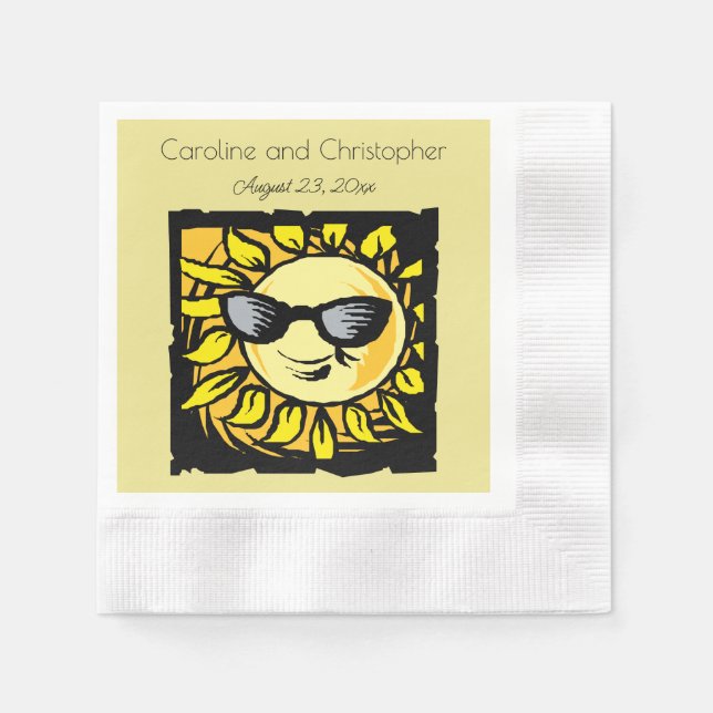 Serviette En Papier Cool Beach Mariage Fête Été Soleil Sunglass Fun (Devant)