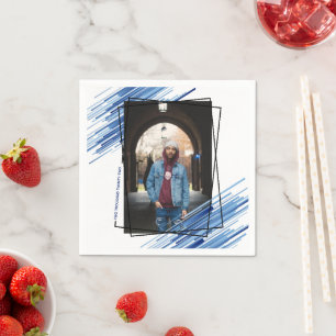 Serviette En Papier Cool Blue Abstrait Photo Graduation Party