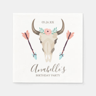 Serviette En Papier Cool Boho Cow Skull Party Faveurs