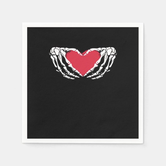 Serviette En Papier Cool Classic Funny Skeleton Mains Coeur - Valentin (Devant)
