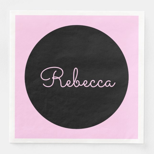 Serviette En Papier Cool Editable Pink Script Design rétro-moderne (Devant)