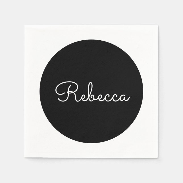 Serviette En Papier Cool Editable White Script Design rétro-moderne (Devant)