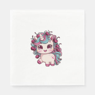 Serviette En Papier Cool kawaii licorne avec cerises Long Sleeve T-Sh