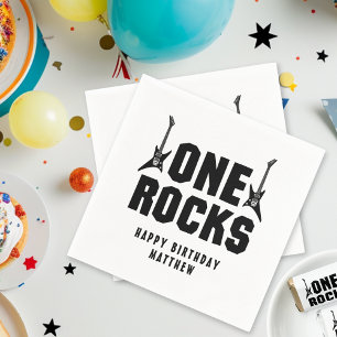 Serviette En Papier Cool noir et blanc One Rocks 1er anniversaire
