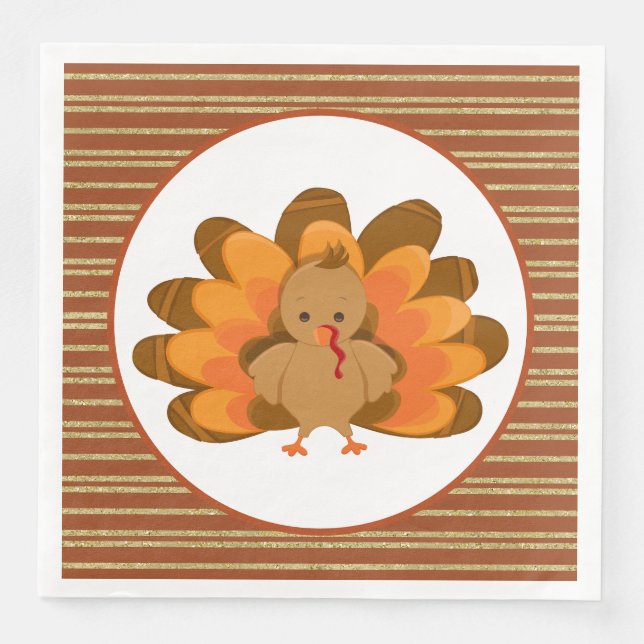 Serviette En Papier cool Thanksgiving dinde de fête (Devant)