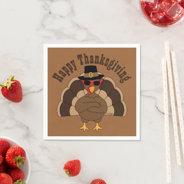 Serviette En Papier Cool Turquie Bon thanksgiving texte personnalisé p (En situation)