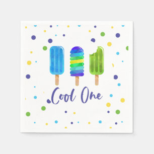 Serviette En Papier Cool Un 1er anniversaire bleu vert Pop