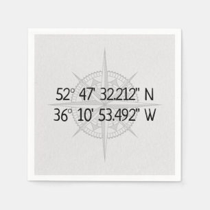 Serviette En Papier Coordonnées de base GPS Compass