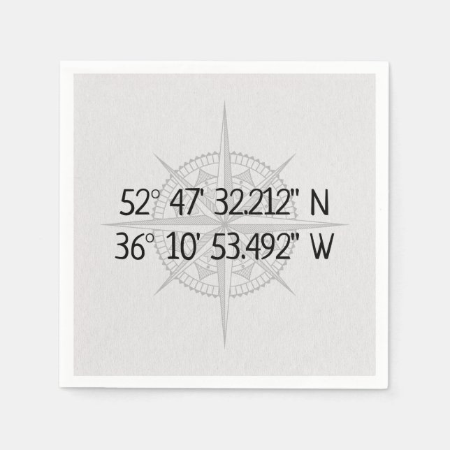 Serviette En Papier Coordonnées de base GPS Compass (Devant)