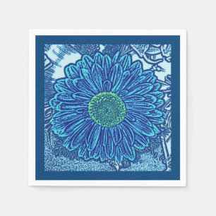 Serviette En Papier Copie de bloc de marguerite de Gerbera, Cerulean
