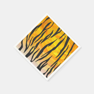 Serviette En Papier Copie noire et orange de tigre