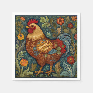 Serviette En Papier Coq rétro chic poulet de campagne