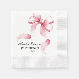 Serviette En Papier Coquette au ruban rose pâle pour fille Baby shower